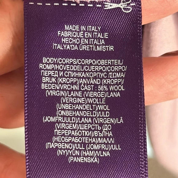 NWT Ralph Lauren Purple Label Made in Italy Lilac Midi Dress Wool/Silk Size 12 - Picture 14 of 15